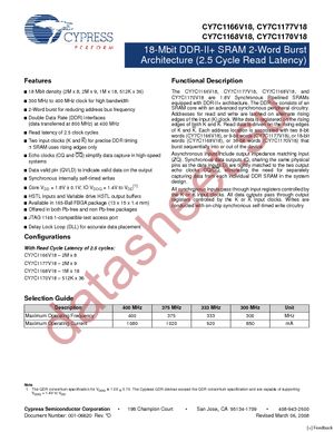 CY7C1168V18-375BZXC datasheet  